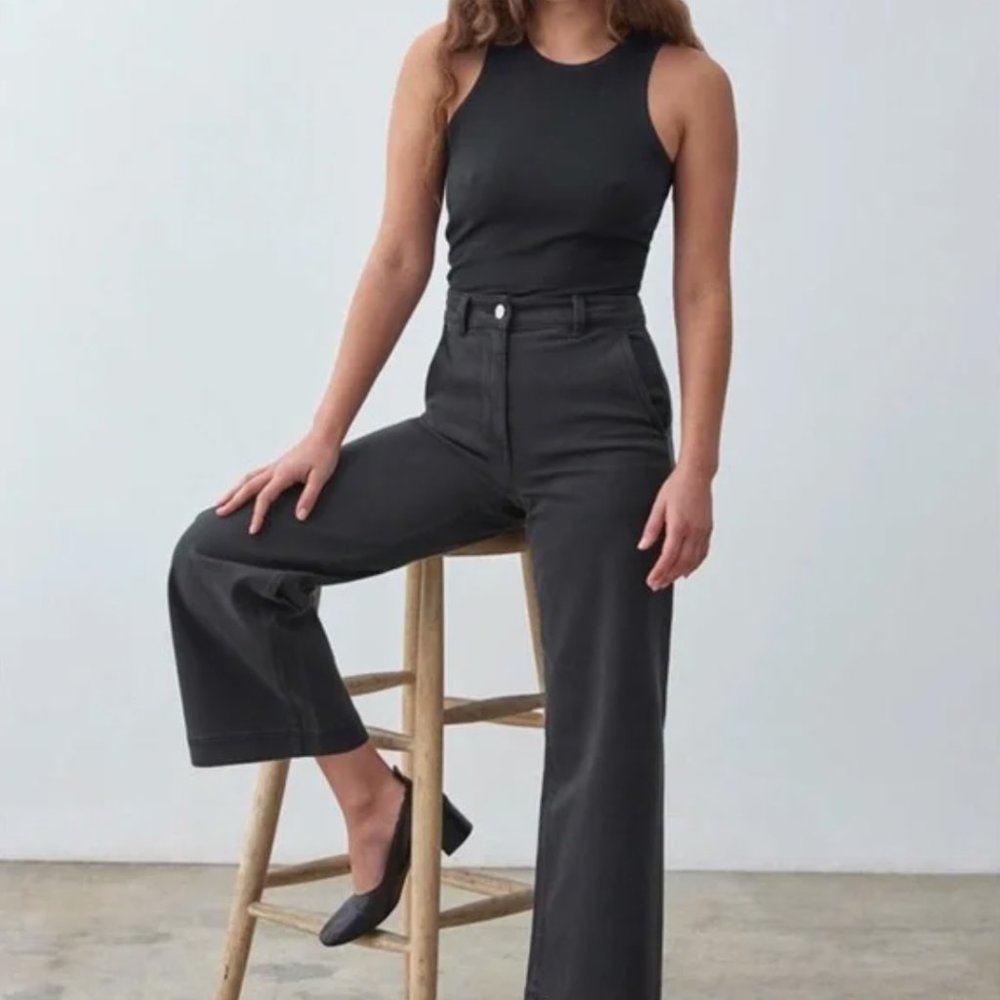 Everlane Wide Leg Crop Pant Black - Size 4